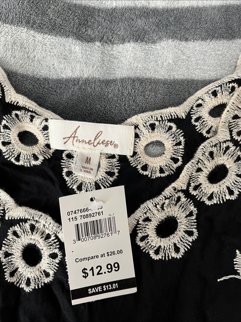 Anneliege Embroidered Black Blouse with Ivory Lace Trim - Picture 2 of 6